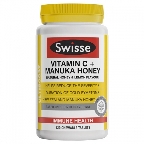 Swisse 维生素C+麦卢卡蜂蜜 Swisse Ultiboost Vitamin C + Manuka Honey 120 Tablets