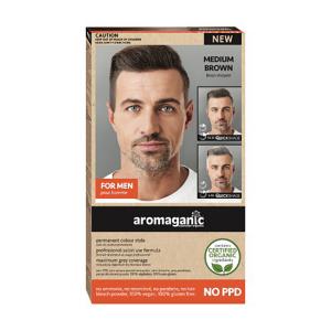 (棕色) 男士 染发膏 天然有机草本染发膏染发剂 安全无毒 不含PPD Aromaganic for Men Medium Brown