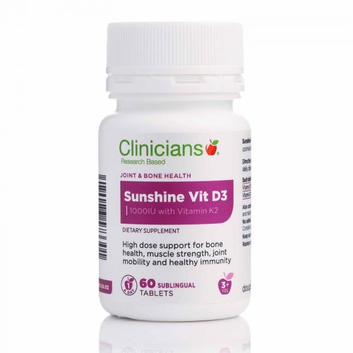 Clinicians 科立纯 维生素 D3 和 K2 快速吸收舌下溶片 Vitamin D3 with Vitamin K2-Sunshine 60 SL tab