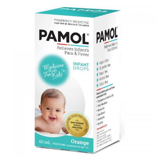 [仅供直邮]（橙子味 60ml）婴儿 退烧药 1岁以下  PAMOL Infant Relieves