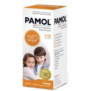 [仅供直邮]（橙子味  200ml）儿童 退烧药 1岁以上  Pamol Suspension All Ages Colour Free