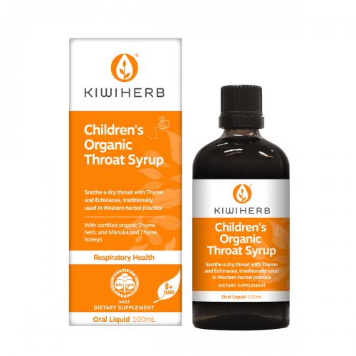 Kiwiherb 婴幼儿童润喉宁 百里香+有机草本麦卢卡蜂蜜  Kiwiherb Children's Organic Throat Syrup 100ml