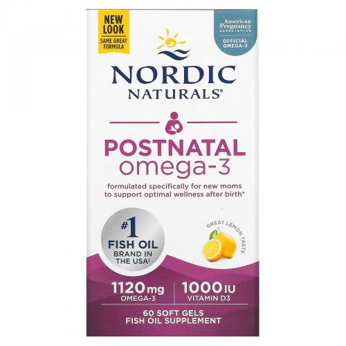 Nordic Naturals 挪威小鱼 孕后产妇专用 哺乳期鱼油  柠檬味 Postnatal O...