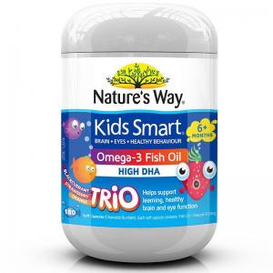 【180粒】佳思敏  儿童果味深海鱼油 三色鱼油 三味鱼油 (DHA) 133 mg Kids Smart Omega-3 Fish Oil Burstlet Trio