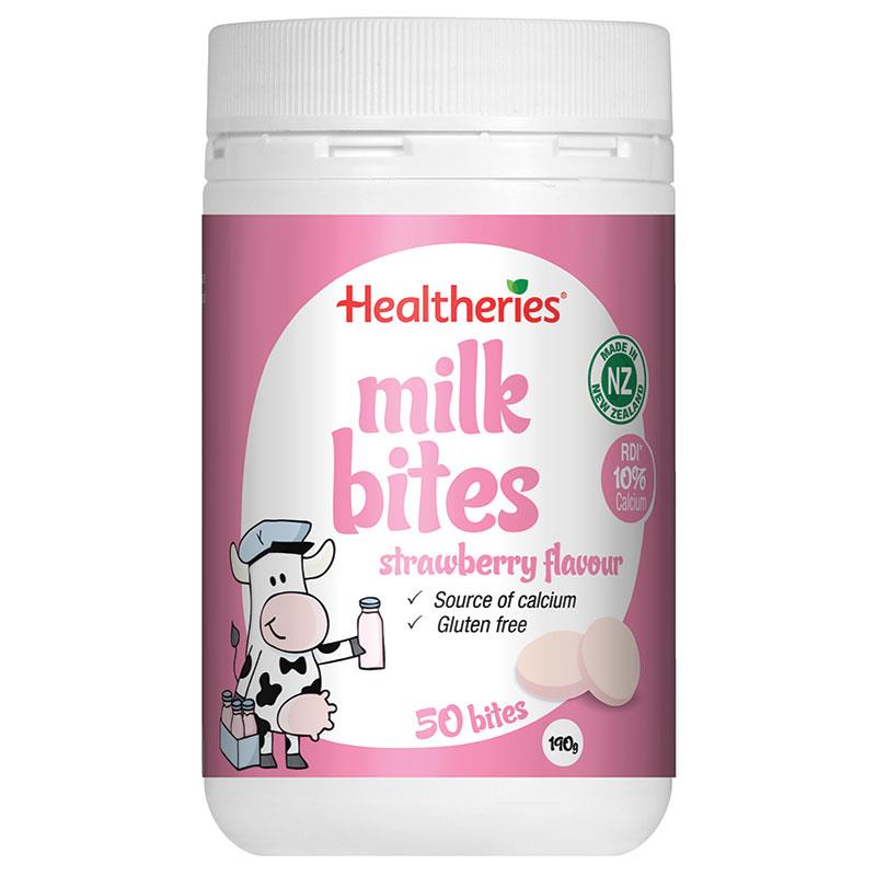(草莓味) 贺寿利牛奶咬咬片 Healtheries Milk Bites Strawberry Flavour 50 Bites
