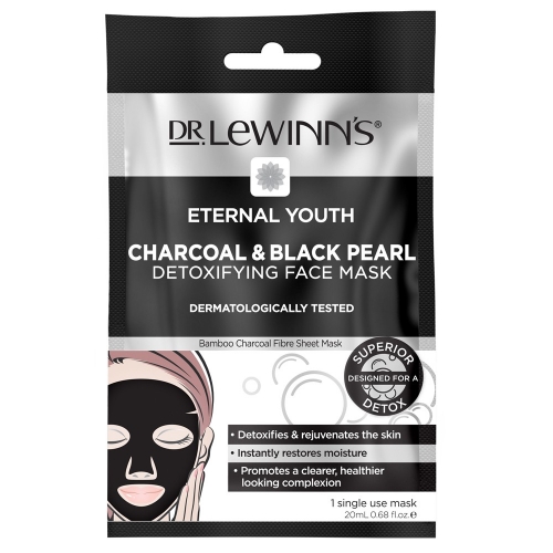 (30岁-35岁+适用)  莱文医生 永恒青春炭黑色珍珠排毒面膜 Dr. Lewinn's Eternal Youth Charcoal & Black Pearl Detoxifying Face Mask 1 Pack