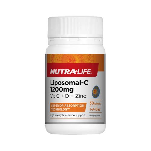 Nutra-Life 纽乐 脂质体维生素C 1200毫克+维生素D+锌 Liposomal-C 1200mg Vit C + D + Zinc 30 Tablets