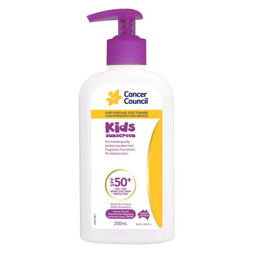 Cancer Council 澳美皙 Kids Sunscreen SPF50+ 200ml  儿童高倍防晒霜 （ 4小时防水款）