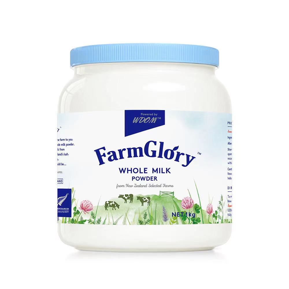 【7-10天必达】【6罐装】WDOM 渥康【罐装】全脂奶粉 1公斤/罐 FarmGlory Whole Milk Powder